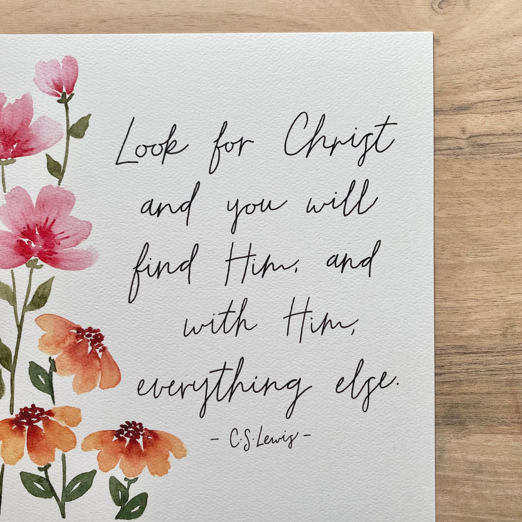 Floral C.S. Lewis Quote - Print