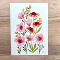 Pink Flowers in Watercolor - Print
