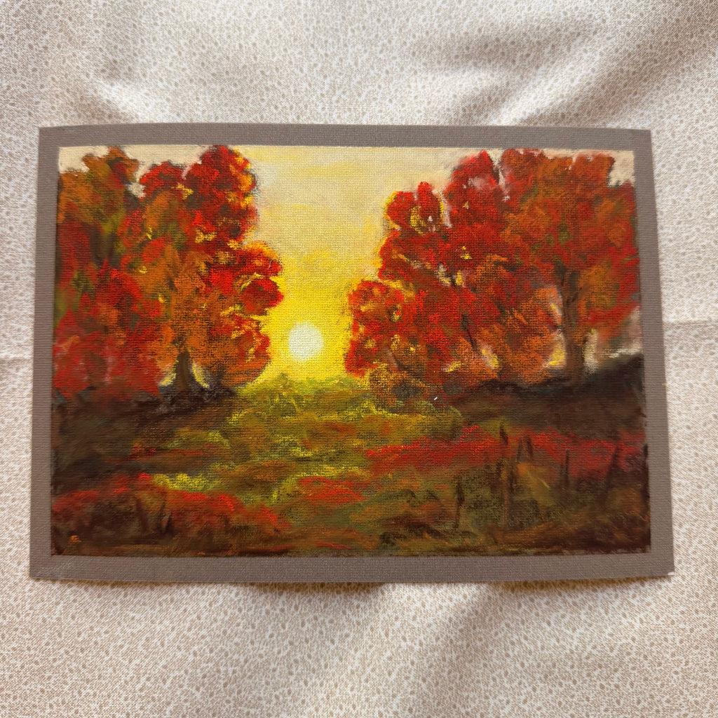 Fall Meadow at Sunset - Original Soft Pastel