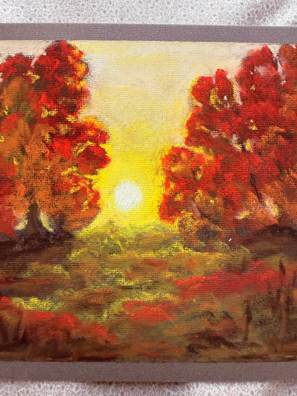 Fall Meadow at Sunset - Original Soft Pastel